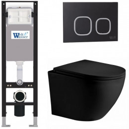 Подвесной унитаз с инсталляцией WeltWasser Amberg 350 / Merzbach 043 XL MT-BL / Amberg RD-BL 10000014097 черный матовый