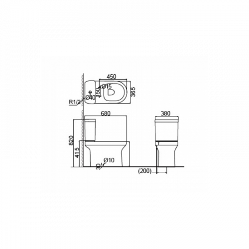 Унитаз-компакт Creo Archi AR1002R+RE1001T/AR1001T+AR1003 белый