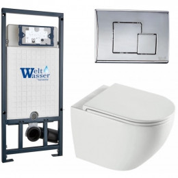 Подвесной унитаз с инсталляцией WeltWasser Marberg 507 / Merzbach 043 XL GL-WT / MAR 507 SE-CR 10000013810 белый глянцевый