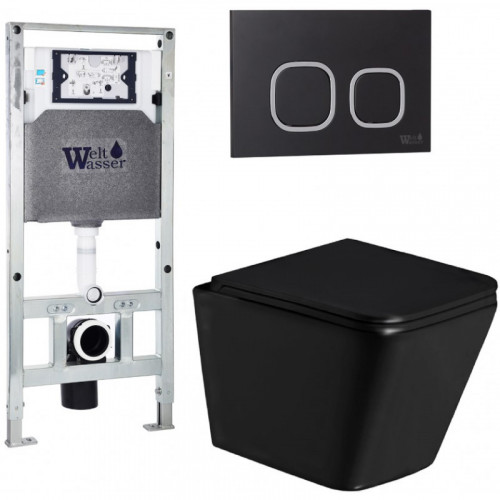 Подвесной унитаз с инсталляцией Weltwasser Amberg 506 ST / Gelbach 043 GL-BL / Amberg RD-BL 10000011946 черный глянцевый