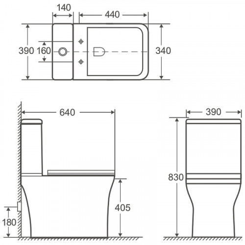 Чаша унитаза Aquanet Rimless Cube 2-C 240208 с сидением Soft Close Slimseat