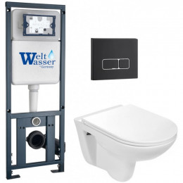 Подвесной унитаз с инсталляцией WeltWasser Marberg 410 / Baarbach 004 GL-WT / MAR 410 SE MT-BL 10000010357 белый глянец