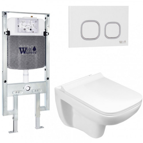 Подвесной унитаз с инсталляцией WeltWasser Amberg 497 ST / Kehlbach 004 GL-WT / Amberg RD-WT 10000006718 белый глянец