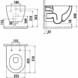 Унитаз подвесной с биде Creavit Free FE322-00CB00E-0000