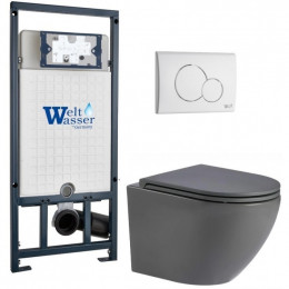 Подвесной унитаз с инсталляцией WeltWasser Marberg 507 / Merzbach 043 MT-GR / MAR 507 RD GL-WT 10000011398 серый матовый