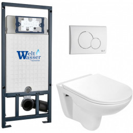 Подвесной унитаз с инсталляцией WeltWasser Marberg 507 / Baarbach 004 GL-WT / MAR 507 RD GL-WT 10000010358 белый глянец