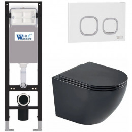 Подвесной унитаз с инсталляцией WeltWasser Amberg 350 / Merzbach 043 MT-BL / Amberg RD-WT 10000012382 черный матовый