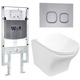 Подвесной унитаз с инсталляцией WeltWasser Amberg 497 ST / Odenbach 004 GL-WT / Amberg RD-CR 10000006740 белый глянцевый