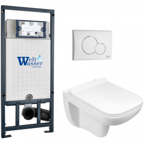Подвесной унитаз с инсталляцией WeltWasser Marberg 507 / Kehlbach 004 GL-WT / MAR 507 RD GL-WT 10000010732 белый глянец