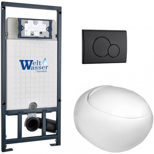 Подвесной унитаз с инсталляцией WeltWasser Marberg 507 / Jeckenbach 004 GL-WT / MAR 507 RD MT-BL 10000010725 белый глянец