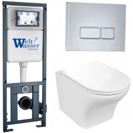 Подвесной унитаз с инсталляцией WeltWasser Marberg 410 / Odenbach 004 GL-WT / MAR 410 SE-CR 10000006493 белый глянцевый
