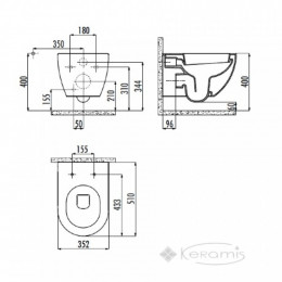 Унитаз подвесной Creavit Free Базальт безободковый FE320-11BM00E-0000