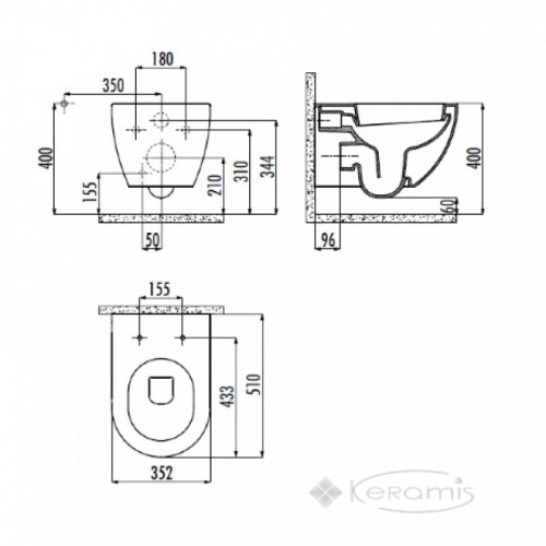 Унитаз подвесной Creavit Free Базальт безободковый FE320-11BM00E-0000