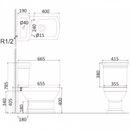 Унитаз-компакт Creo Orleans OR1002+OR1003+OR1001 белый