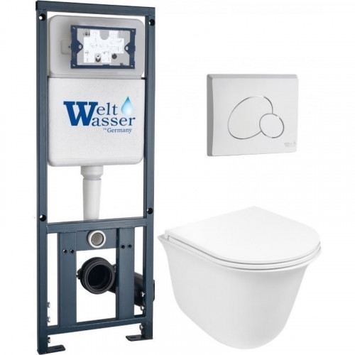Подвесной унитаз с инсталляцией WeltWasser Marberg 410 / Telbach 004 GL-WT / MAR 410 RD GL-WT 10000011126 белый глянцевый