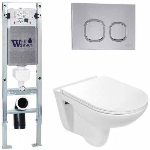 Подвесной унитаз с инсталляцией Weltwasser Amberg 350 ST / Baarbach 004 GL-WT / Amberg RD-CR 10000006501 белый глянец