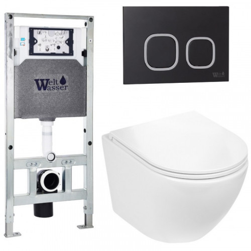 Подвесной унитаз с инсталляцией WeltWasser Amberg 506 ST / Merzbach 043 GL-WT / Amberg RD-BL 10000011297 белый глянцевый