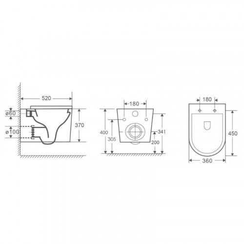 Унитаз подвесной OWL 1975 Curve Cirkel-H OWLT190802