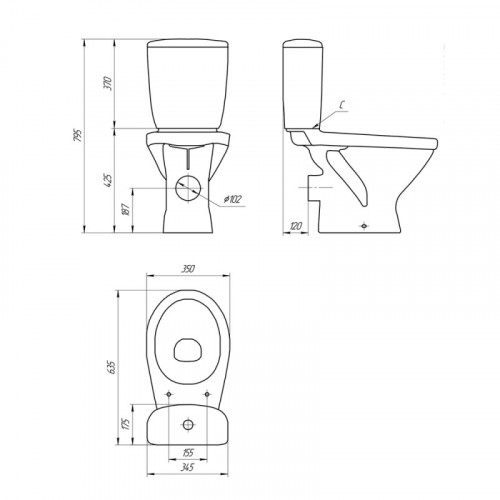 Унитаз Cersanit компакт MELAR 031 3/6 DPL EO slim 64234