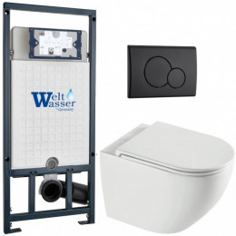 Подвесной унитаз с инсталляцией WeltWasser Marberg 507 / Merzbach 043 XL GL-WT / MAR 507 RD MT-BL 10000013806 белый глянцевый