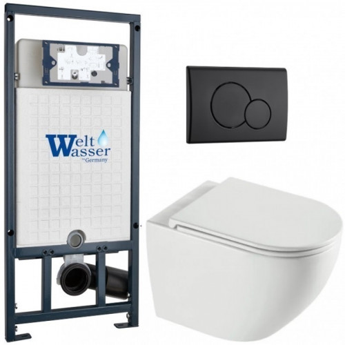Подвесной унитаз с инсталляцией WeltWasser Marberg 507 / Merzbach 043 XL GL-WT / MAR 507 RD MT-BL 10000013806 белый глянцевый