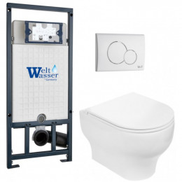 Подвесной унитаз с инсталляцией WeltWasser Marberg 507 / Erlenbach 004 GL-WT / MAR 507 RD GL-WT 10000010378 белый глянец