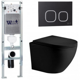 Подвесной унитаз с инсталляцией WeltWasser Amberg 350 ST / Merzbach 043 XL MT-BL / Amberg RD-BL 10000014102 черный матовый