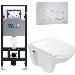 Подвесной унитаз с инсталляцией Weltwasser Amberg 506 / Baarbach 004 GL-WT / Amberg RD-MT CR 10000006769 белый глянец