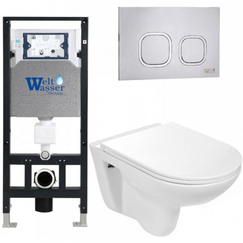 Подвесной унитаз с инсталляцией Weltwasser Amberg 506 / Baarbach 004 GL-WT / Amberg RD-MT CR 10000006769 белый глянец