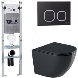 Подвесной унитаз с инсталляцией WeltWasser Amberg 350 ST / Merzbach 043 GL-BL / Amberg RD-BL 10000012171 черный глянцевый