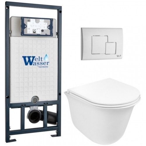 Подвесной унитаз с инсталляцией WeltWasser Marberg 507 / Telbach 004 GL-WT / MAR 507 SE GL-WT 10000011132 белый глянцевый