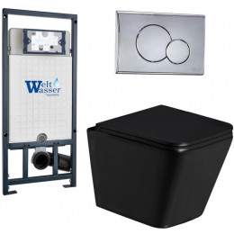 Подвесной унитаз с инсталляцией Weltwasser Marberg 507 / Gelbach 043 GL-BL / MAR 507 RD CR 10000011958 черный глянцевый