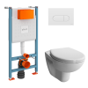 Унитаз с инсталляцией Vitra Normus 9773B003-7207 с сиденьем микролифт и клавишей белый глянец