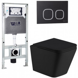 Подвесной унитаз с инсталляцией Weltwasser Amberg 506 ST / Gelbach 043 MT-BL / Amberg RD-BL 10000011990 черный матовый