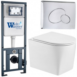 Подвесной унитаз с инсталляцией WeltWasser Marberg 410 / Nesenbach 004 GL-WT / MAR 410 RD-CR 10000008940 белый глянцевый