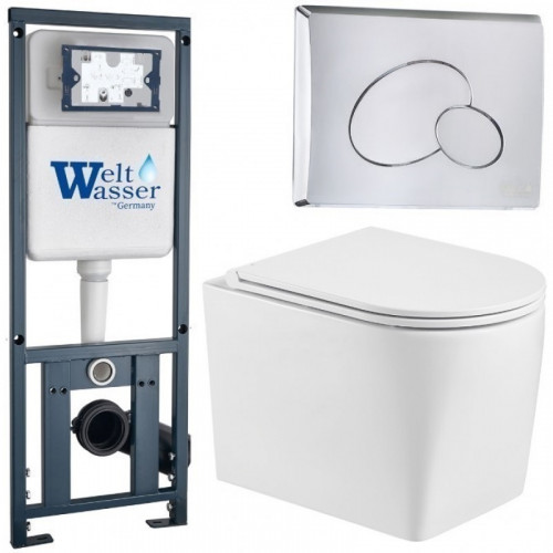 Подвесной унитаз с инсталляцией WeltWasser Marberg 410 / Nesenbach 004 GL-WT / MAR 410 RD-CR 10000008940 белый глянцевый