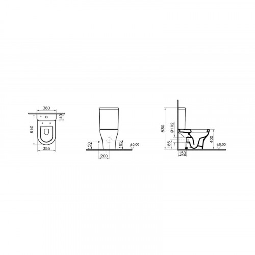 Унитаз-компакт Vitra Zentrum 9012B003-7209 с сиденьем микролифт белый