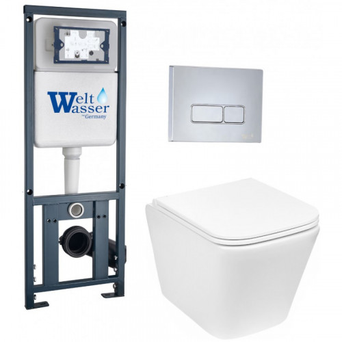 Подвесной унитаз с инсталляцией Weltwasser Marberg 410 / Gelbach 043 GL-WT / MAR 410 SE CR 10000011874 белый глянцевый