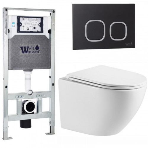 Подвесной унитаз с инсталляцией WeltWasser Amberg 506 ST / Merzbach 043 MT-WT / Amberg RD-BL 10000011425 белый матовый