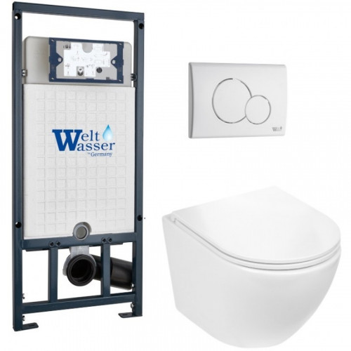 Подвесной унитаз с инсталляцией WeltWasser Marberg 507 / Merzbach 043 GL-WT / MAR 507 RD GL-WT 10000011315 белый глянцевый