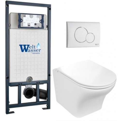 Подвесной унитаз с инсталляцией WeltWasser Marberg 507 / Odenbach 004 GL-WT / MAR 507 RD GL-WT 10000010970 белый глянцевый