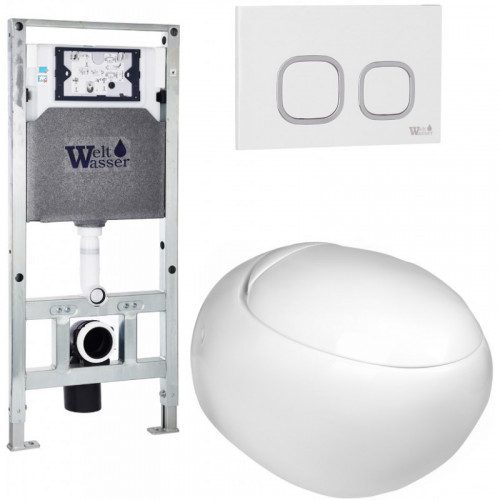 Подвесной унитаз с инсталляцией WeltWasser Amberg 506 ST / Jeckenbach 004 GL-WT / Amberg RD-WT 10000006890 белый глянец