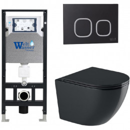 Подвесной унитаз с инсталляцией WeltWasser Amberg 506 / Merzbach 041 XL MT-BL / Amberg RD-BL 10000010948 черный матовый
