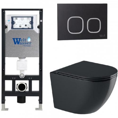 Подвесной унитаз с инсталляцией WeltWasser Amberg 506 / Merzbach 041 XL MT-BL / Amberg RD-BL 10000010948 черный матовый