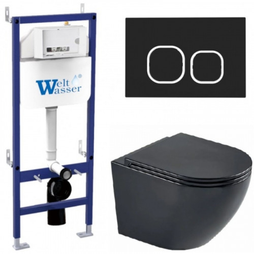 Подвесной унитаз с инсталляцией WeltWasser Bamberg 460 / Merzbach 043 MT-BL / Bamberg BL 10000012901 черный матовый