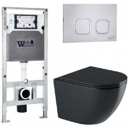 Подвесной унитаз с инсталляцией WeltWasser Amberg 506 ST / Merzbach 041 XL MT-BL / Amberg RD-MT CR 10000010945 черный матовый