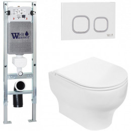 Подвесной унитаз с инсталляцией WeltWasser Amberg 350 ST / Erlenbach 004 GL-WT / Amberg RD-WT 10000006508 белый глянец