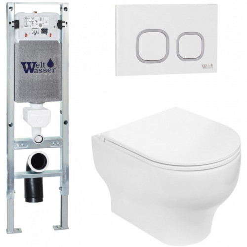Подвесной унитаз с инсталляцией WeltWasser Amberg 350 ST / Erlenbach 004 GL-WT / Amberg RD-WT 10000006508 белый глянец