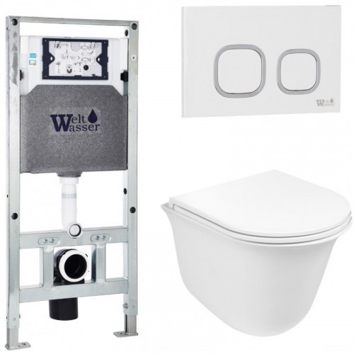 Подвесной унитаз с инсталляцией WeltWasser Amberg 506 ST / Telbach 004 GL-WT / Amberg RD-WT 10000006942 белый глянцевый