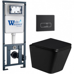 Подвесной унитаз с инсталляцией Weltwasser Marberg 410 / Gelbach 043 GL-BL / MAR 410 SE MT-BL 10000011956 черный глянцевый